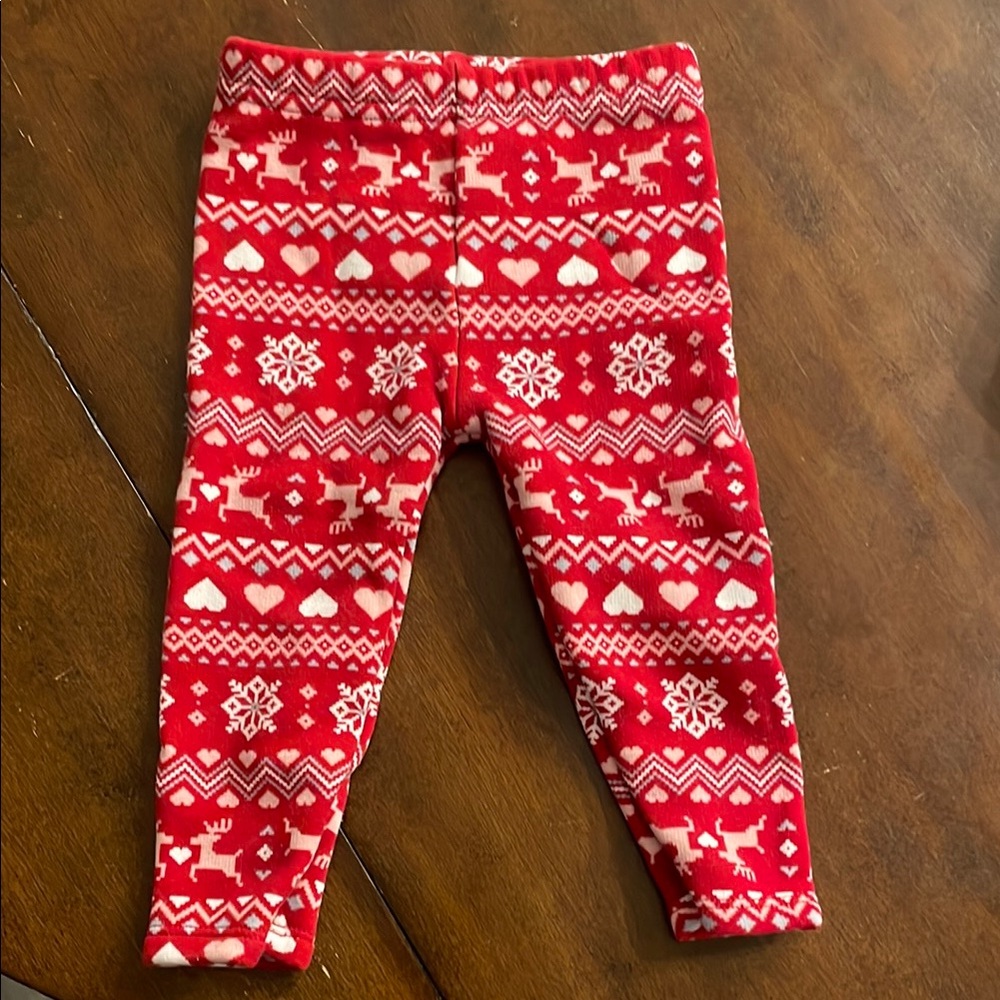 Red Patterned Kids Leggings